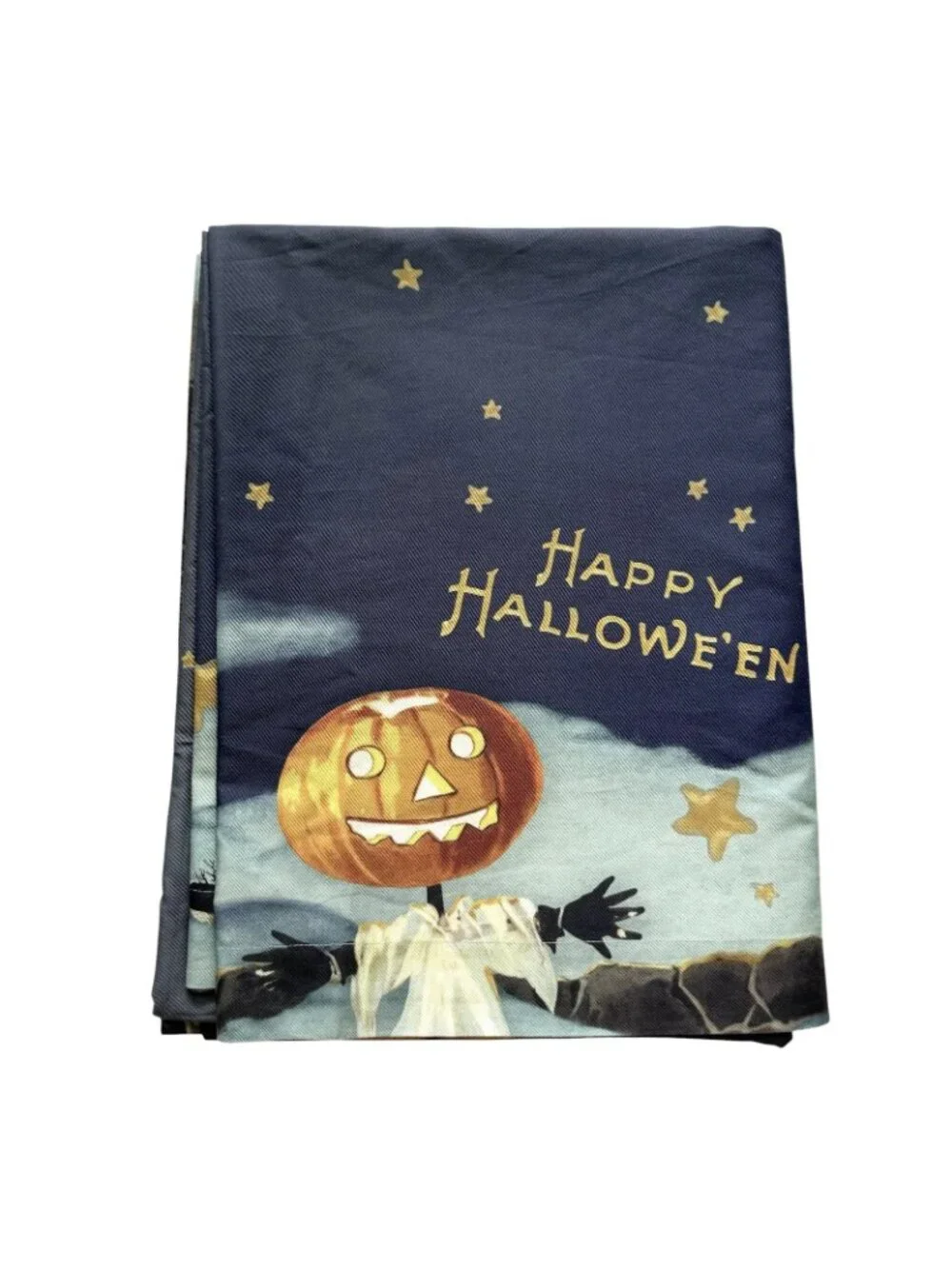 Williams Sonoma Halloween Tablecloth Skeleton Pumpkin Cat Cotton 70